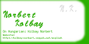 norbert kolbay business card